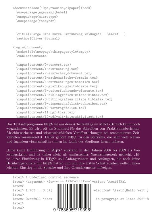 Produktbild: Eine kurze Einf&uuml;hrung in LaTeX