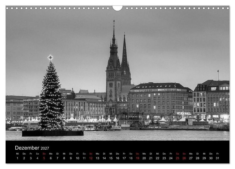 Produktbild: Hamburg monochrome Impressionen (Wandkalender 2027 DIN A3 quer), CALVENDO Monatskalender