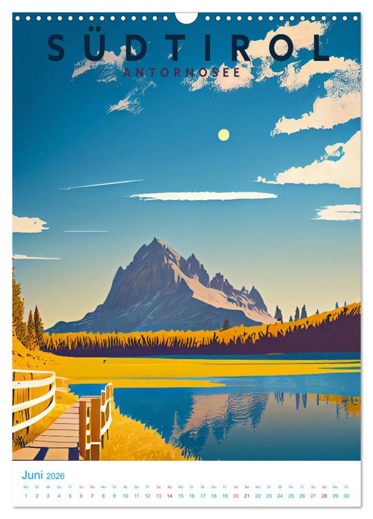 Produktbild: S&uuml;dtirol - Old School Poster Style (Wandkalender 2026 DIN A3 hoch), CALVENDO Monatskalender