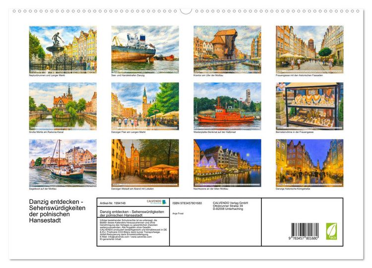 Produktbild: Danzig entdecken - Sehensw&uuml;rdigkeiten der polnischen Hansestadt (hochwertiger Premium Wandkalender 2026 DIN A2 quer), Kunstdruck in Hochglanz