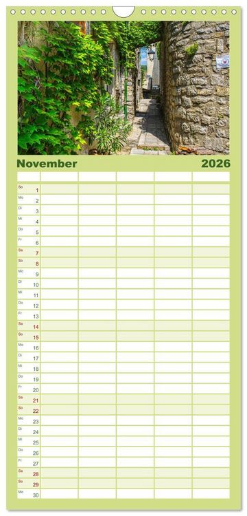 Produktbild: Familienplaner 2026 - Les Matelles - Mittelalterliches Kleinod mit 5 Spalten (Wandkalender, 21 x 45 cm) CALVENDO