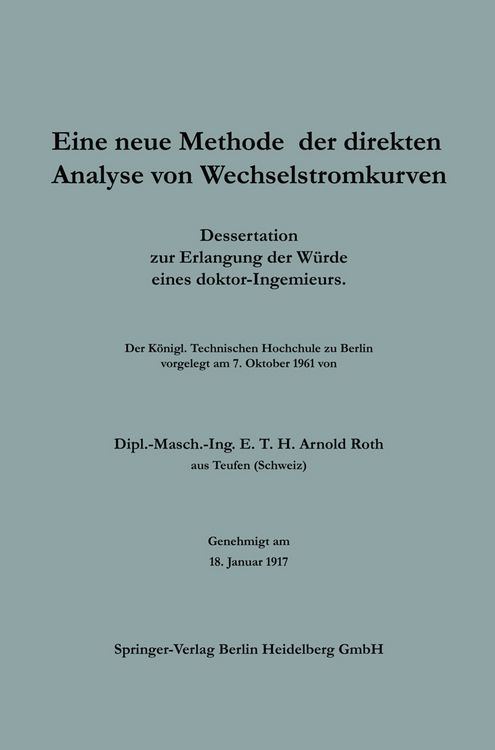 Produktbild: Eine neue Methode der direkten Analyse von Wechselstromkurven