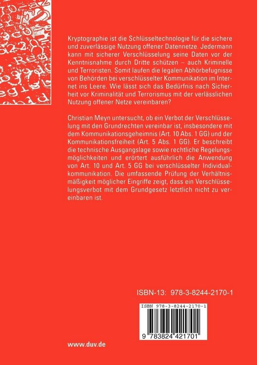 Produktbild: Verschl&uuml;sselung und Innere Sicherheit
