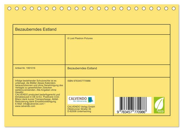 Produktbild: Bezauberndes Estland (Tischkalender 2026 DIN A5 quer), CALVENDO Monatskalender