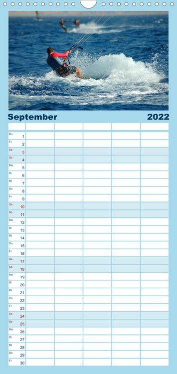 Produktbild: Familienplaner Kitesurfen - Wind und Wellen (Wandkalender 2022 , 21 cm x 45 cm, hoch)