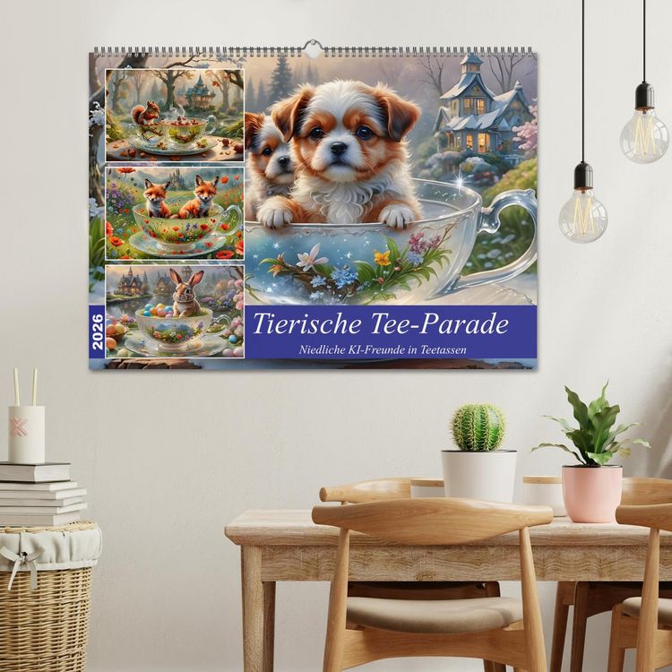 Produktbild: Tierische Tee-Parade (Wandkalender 2026 DIN A2 quer), CALVENDO Monatskalender