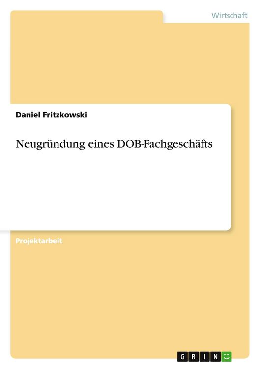 Produktbild: Neugr&uuml;ndung eines DOB-Fachgesch&auml;fts