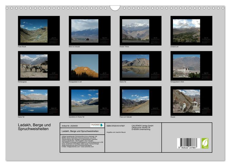 Produktbild: Ladakh, Berge und Spruchweisheiten (Wandkalender 2026 DIN A3 quer), CALVENDO Monatskalender