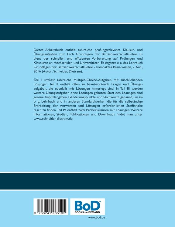 Produktbild: Klausurtraining Grundlagen der Betriebswirtschaftslehre