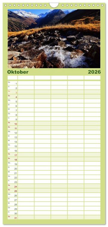Produktbild: Familienplaner 2026 - Naturschauspiel Zillertaler Wasser mit 5 Spalten (Wandkalender, 21 x 45 cm) CALVENDO