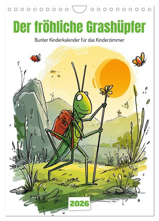 Produktbild: Der fr&ouml;hliche Grash&uuml;pfer - bunter Kinderkalender f&uuml;r das Kinderzimmer (Wandkalender 2026 DIN A4 hoch), CALVENDO Monatskalender