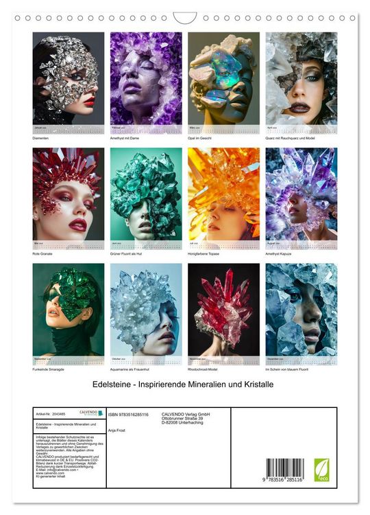 Produktbild: Edelsteine - Inspirierende Mineralien und Kristalle (Wandkalender 2026 DIN A3 hoch), CALVENDO Monatskalender