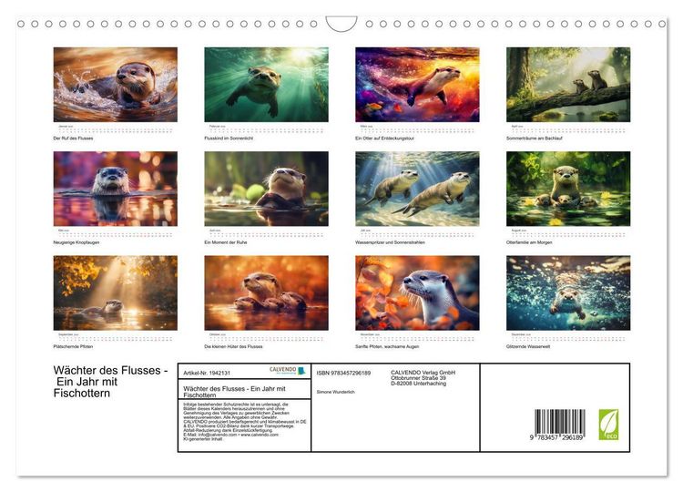 Produktbild: W&auml;chter des Flusses - Ein Jahr mit Fischottern (Wandkalender 2026 DIN A3 quer), CALVENDO Monatskalender