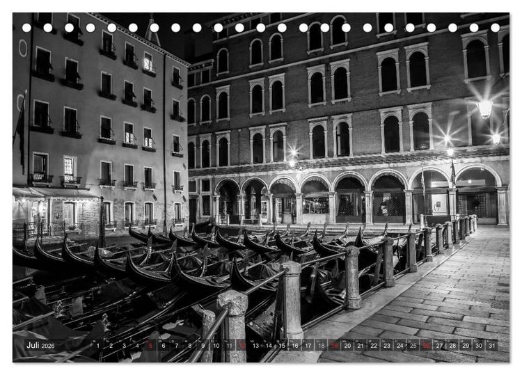 Produktbild: Leuchtendes Venedig &hellip;in monochrom (Tischkalender 2026 DIN A5 quer), CALVENDO Monatskalender