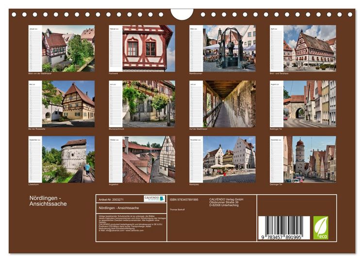 Produktbild: N&ouml;rdlingen - Ansichtssache (Wandkalender 2026 DIN A4 quer), CALVENDO Monatskalender