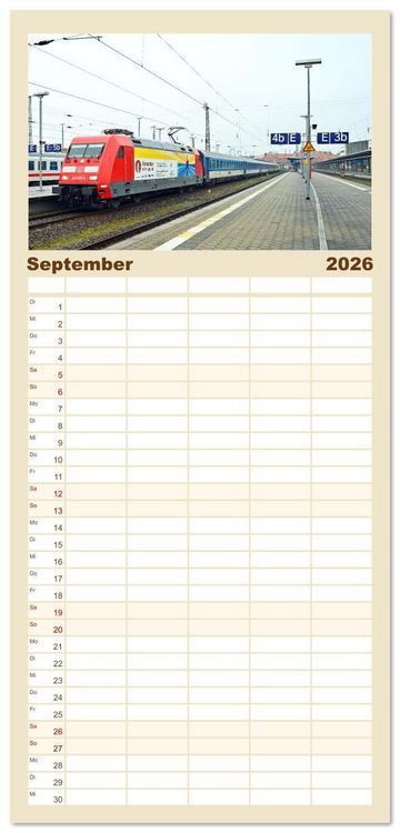 Produktbild: Familienplaner 2026 - Die Baureihe 101 der Deutschen Bahn mit 5 Spalten (Wandkalender, 21 x 45 cm) CALVENDO