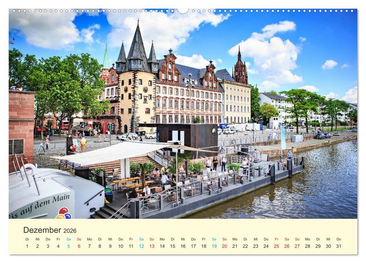 Produktbild: Frankfurt am Main - Finanzen und Geschichte (hochwertiger Premium Wandkalender 2026 DIN A2 quer), Kunstdruck in Hochglanz