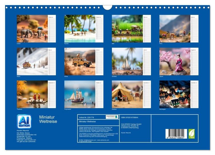 Produktbild: Miniatur Weltreise (Wandkalender 2027 DIN A3 quer), CALVENDO Monatskalender