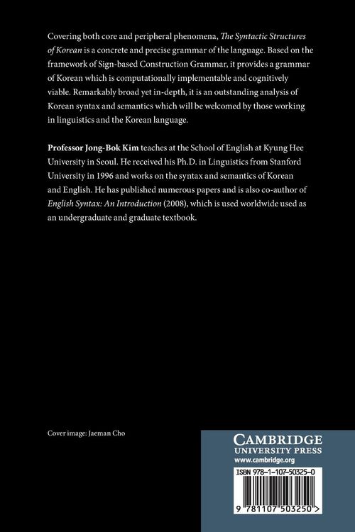 Produktbild: The Syntactic Structures of Korean