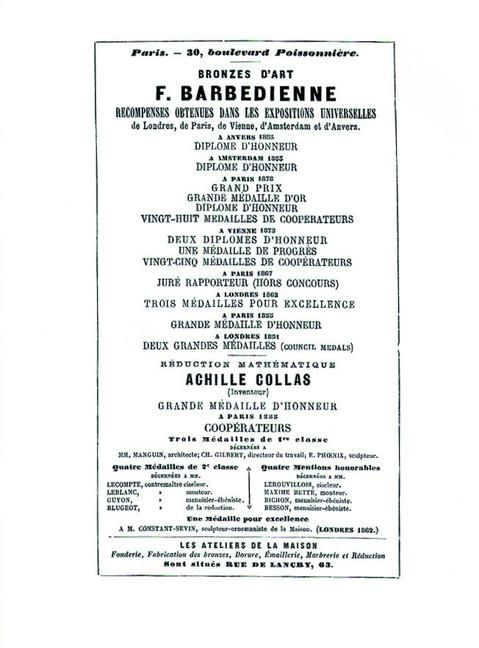 Produktbild: 1886 Catalog of the French Bronze Foundry of F. Barbedienne of Paris