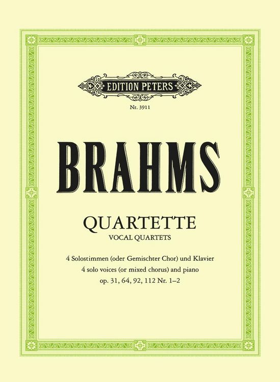 Produktbild: Brahms, J: 12 Quartets for 4 Voices (Mixed Choir) and Piano