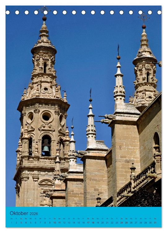 Produktbild: Kathedralen in Spanien (Tischkalender 2026 DIN A5 hoch), CALVENDO Monatskalender