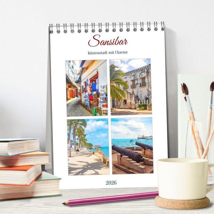 Produktbild: Sansibar - K&uuml;stenstadt mit Charme (Tischkalender 2026 DIN A5 hoch), CALVENDO Monatskalender