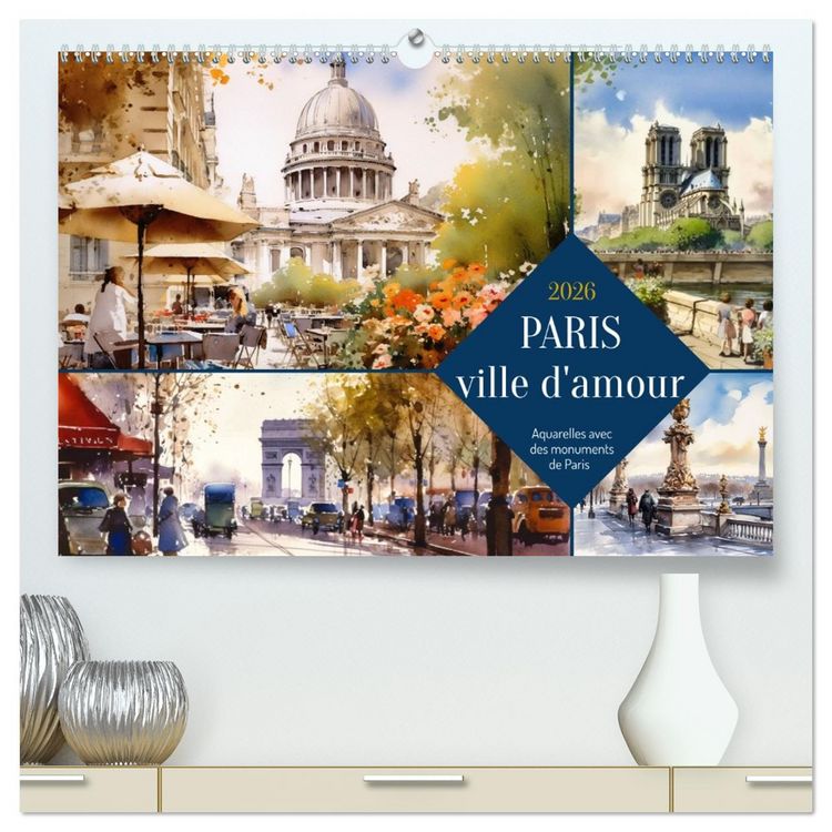 Produktbild: Paris, ville d'amour (Calendrier mural 2026 DIN A2 vertical) calendrier de bureau