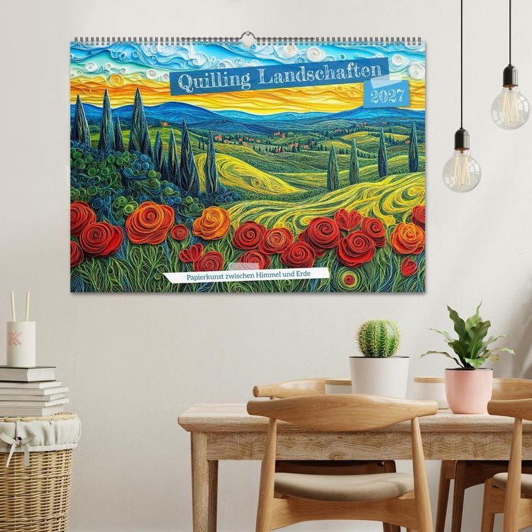Produktbild: Quilling Landschaften - Papierkunst zwischen Himmel und Erde (Wandkalender 2027 DIN A2 quer), CALVENDO Monatskalender