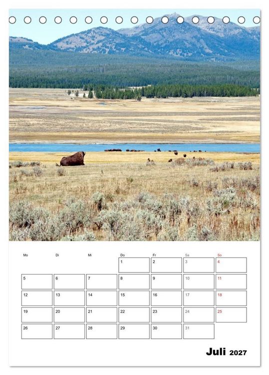 Produktbild: Yellowstone und Grand Tetons Nationalparks (Tischkalender 2027 DIN A5 hoch), CALVENDO Monatskalender