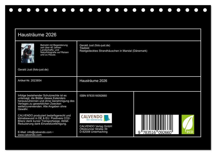 Produktbild: Haustr&auml;ume 2026 (Tischkalender 2026 DIN A5 quer), CALVENDO Monatskalender