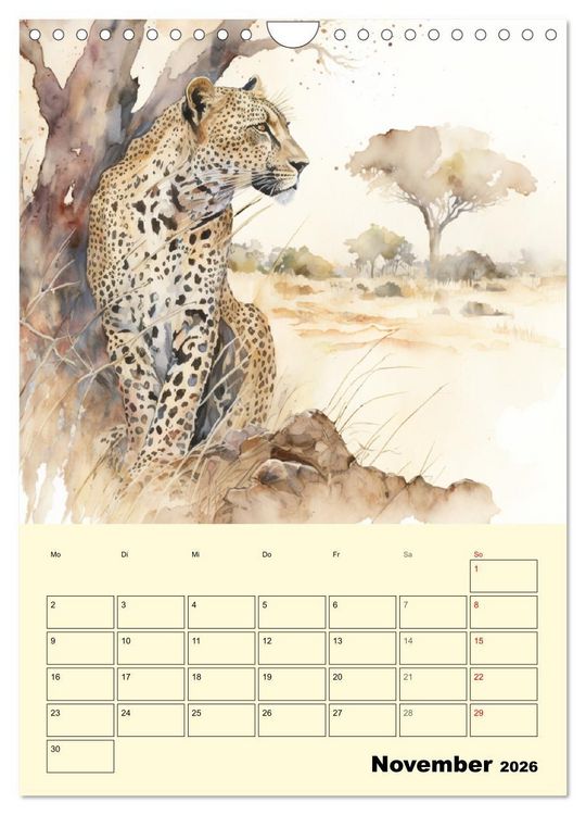 Produktbild: Sch&ouml;ne Aquarelle. Darstellungen von Afrikas Wildtieren (Wandkalender 2026 DIN A4 hoch), CALVENDO Monatskalender