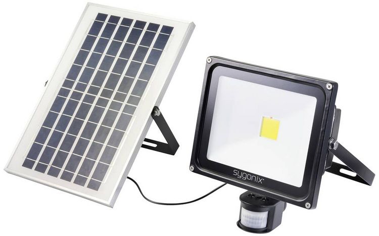 Produktbild: Sygonix SY-5461112 Solar-Spot mit Bewegungsmelder 50W Leuchtfarben: Neutralwei&szlig;