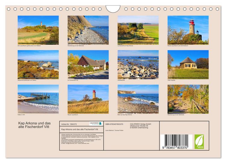 Produktbild: Kap Arkona und das alte Fischerdorf Vitt (Wandkalender 2026 DIN A4 quer), CALVENDO Monatskalender