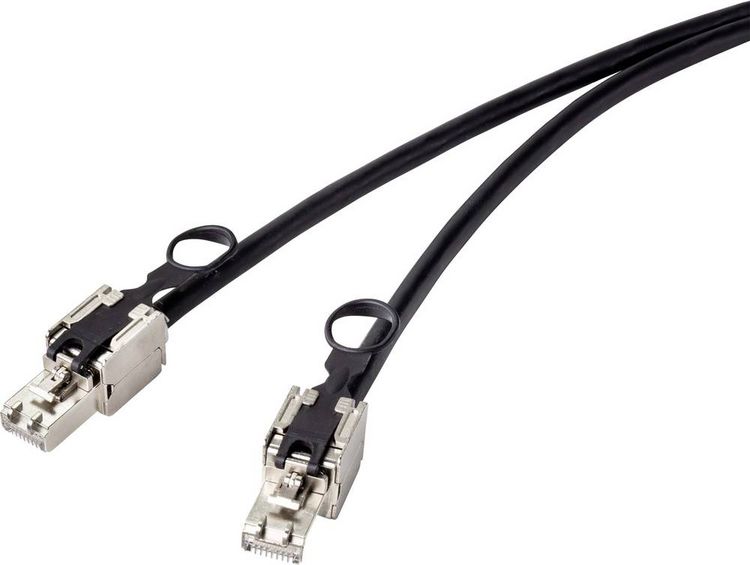 Produktbild: Renkforce RF-4538220 RJ45 Patchkabel CAT 6a S/FTP 20.00 m Schwarz mit Zugring zur Entriegelung 1 St.