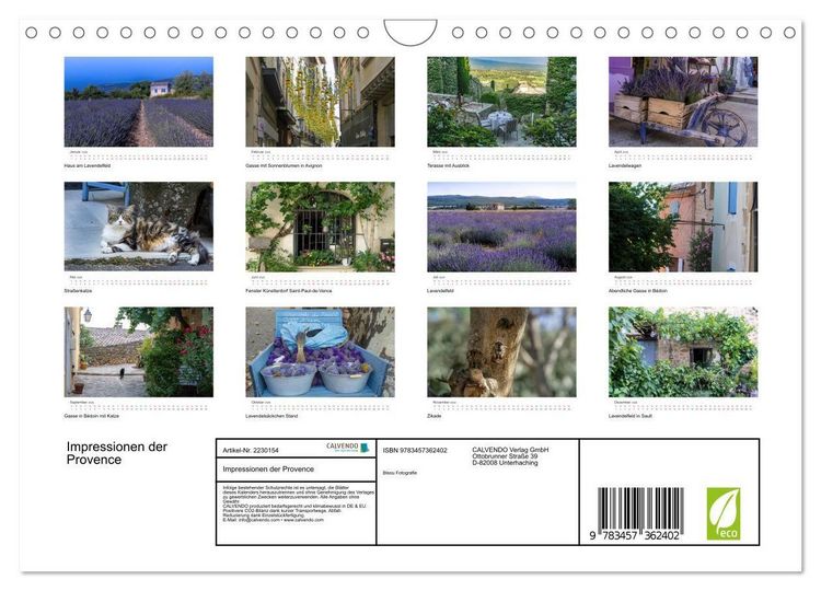 Produktbild: Impressionen der Provence (Wandkalender 2026 DIN A4 quer), CALVENDO Monatskalender