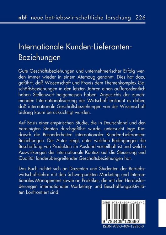Produktbild: Internationale Kunden-Lieferanten-Beziehungen