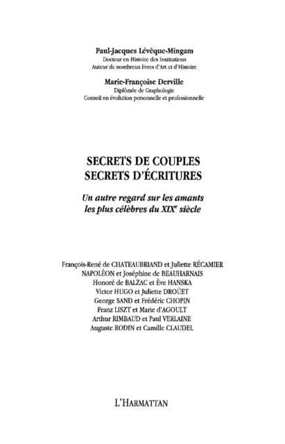 Produktbild: Secrets de couples, secrets d'ecritures