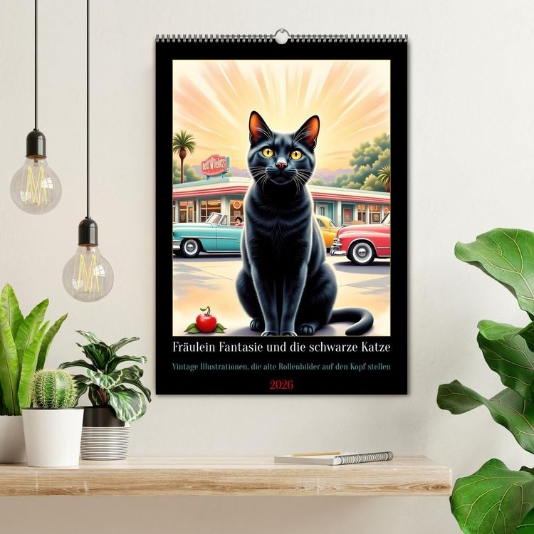 Produktbild: Fr&auml;ulein Fantasie und die schwarze Katze (Wandkalender 2026 DIN A2 hoch), CALVENDO Monatskalender