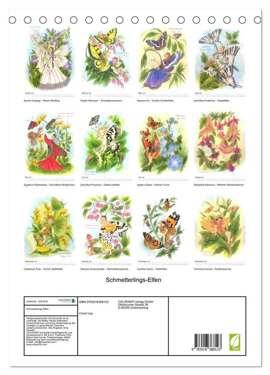 Produktbild: Schmetterlings-Elfen (Tischkalender 2026 DIN A5 hoch), CALVENDO Monatskalender