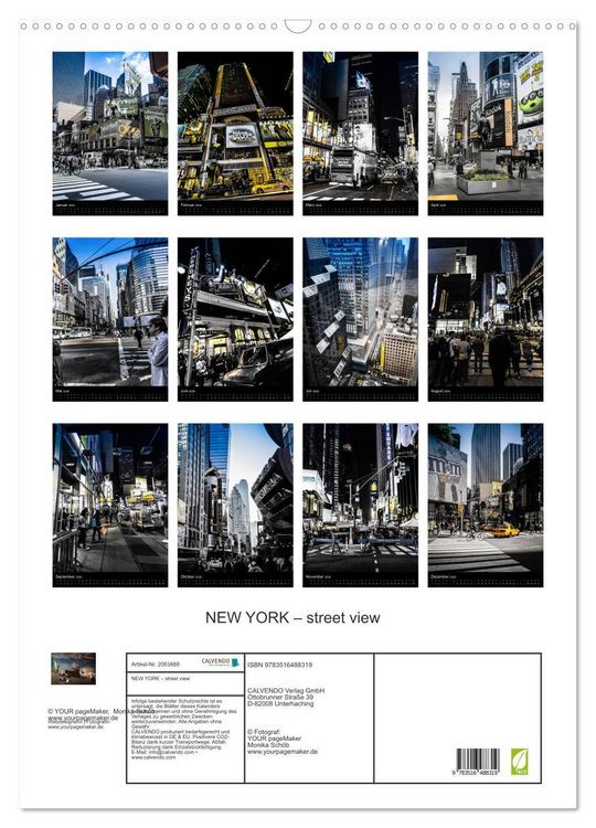 Produktbild: NEW YORK &ndash; street view (Wandkalender 2026 DIN A2 hoch), CALVENDO Monatskalender