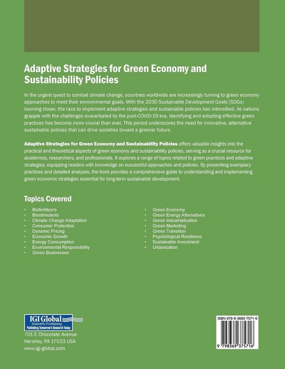 Produktbild: Adaptive Strategies for Green Economy and Sustainability Policies