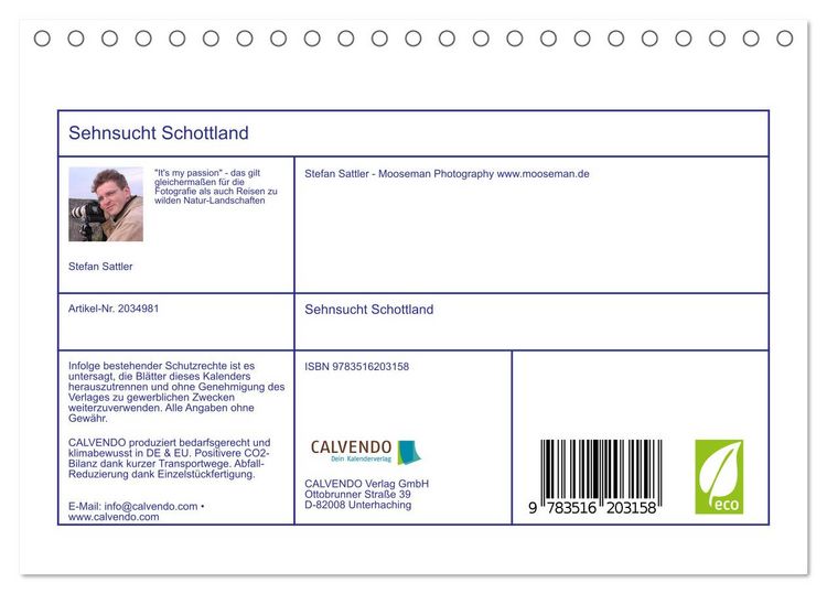 Produktbild: Sehnsucht Schottland (Tischkalender 2026 DIN A5 quer), CALVENDO Monatskalender
