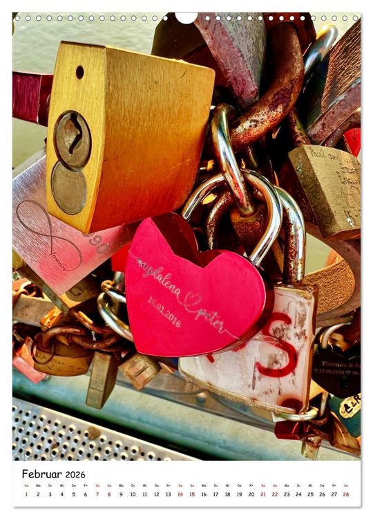 Produktbild: Unverg&auml;ngliche Liebe - Liebesschl&ouml;sser romantische Symbolik f&uuml;r die ewige Liebe (Wandkalender 2026 DIN A3 hoch), CALVENDO Monatskalender