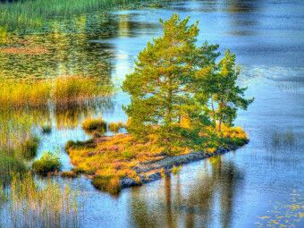 Produktbild: CALVENDO Puzzle Sehnsucht Schweden - Insel mit B&auml;umen in Schwedens gr&ouml;&szlig;tem See - dem V&auml;nern | 1000 Teile Lege-Gr&ouml;&szlig;e 64x48cm Foto-Puzzle f&uuml;r gl&uuml;ckliche Stunden