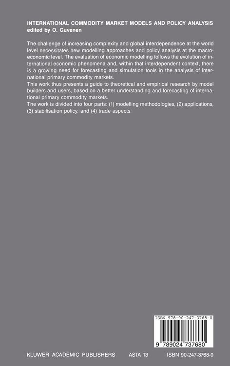 Produktbild: International Commodity Market Models and Policy Analysis