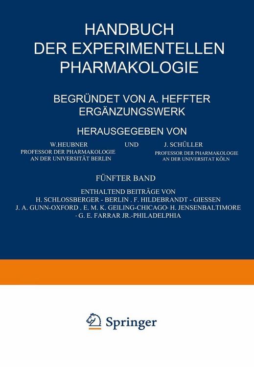 Produktbild: Handbuch der Experimentellen Pharmakologie - Erg&auml;nzungswerk