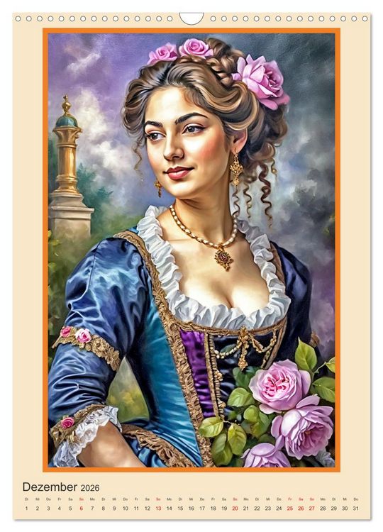 Produktbild: Portr&auml;tgalerie, Frauen in Barockkost&uuml;men (Wandkalender 2026 DIN A3 hoch), CALVENDO Monatskalender