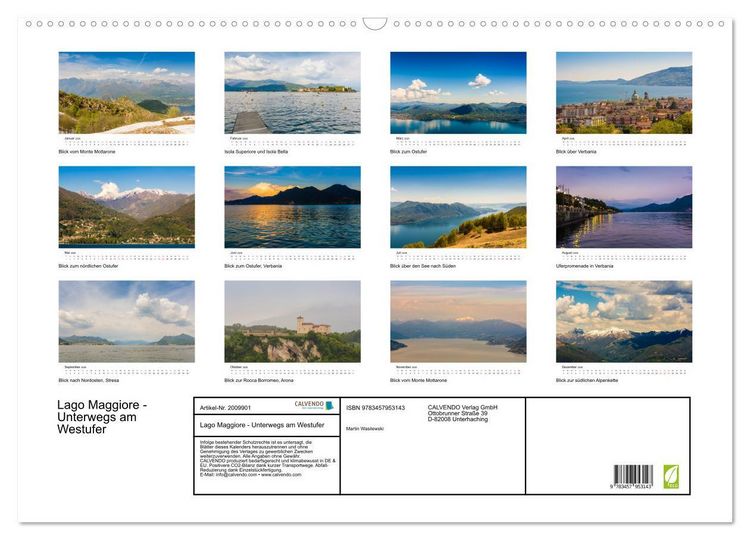 Produktbild: Lago Maggiore - Unterwegs am Westufer (Wandkalender 2026 DIN A2 quer), CALVENDO Monatskalender