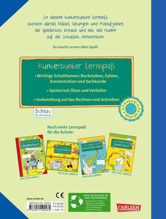 Produktbild: Schlau für die Schule: Mein kunterbuntes dickes Lernheft: Buchstaben und Zahlen